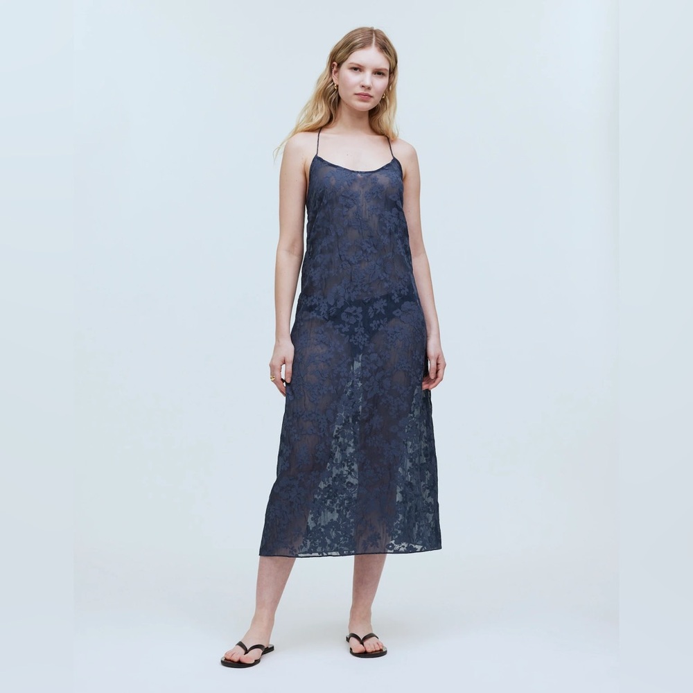 Madewell halter midi coverup dress in blue floral